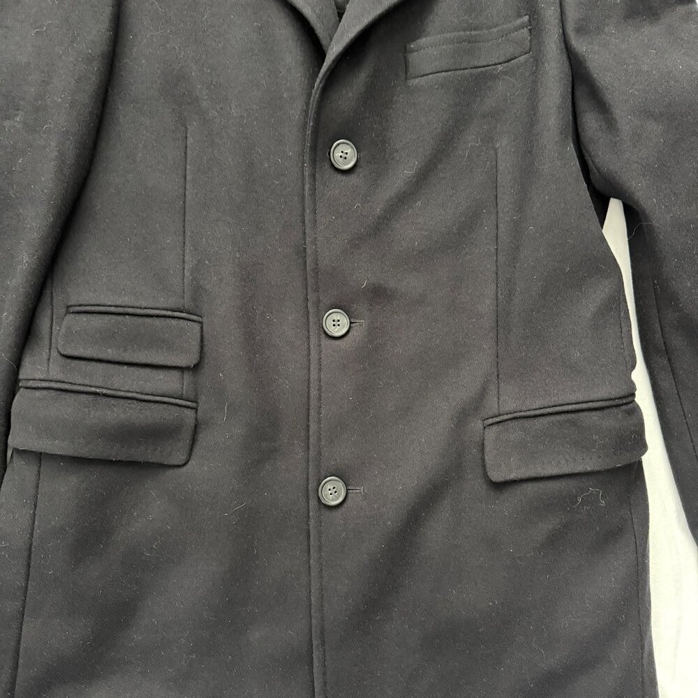 BENETTON Wool Button Front Long Dress Coat Black Large Sz 50 - Picture 5 of 16